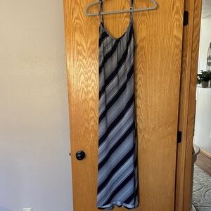 Striped Slip Maxi Dress in Navy and White